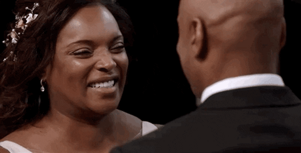 Dick Wolf Kisses His Bride GIF