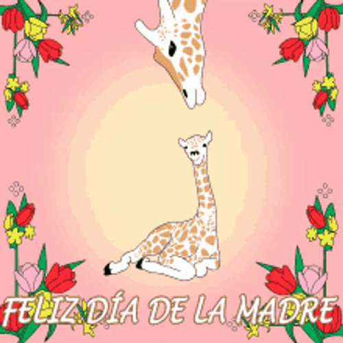Die De Las Madres Cute Giraffe Kiss GIF