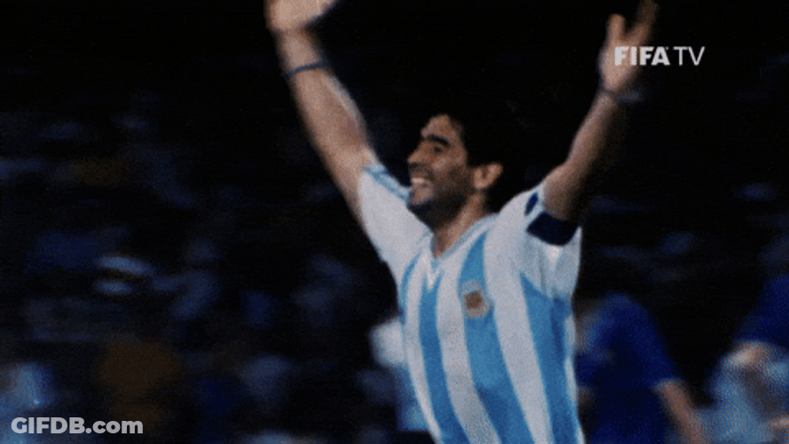 Diego Maradona Celebrating With Crowd GIF
