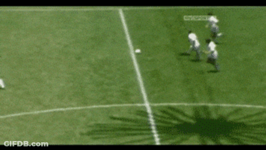 Diego Maradona Chasing Ball Across Field GIF