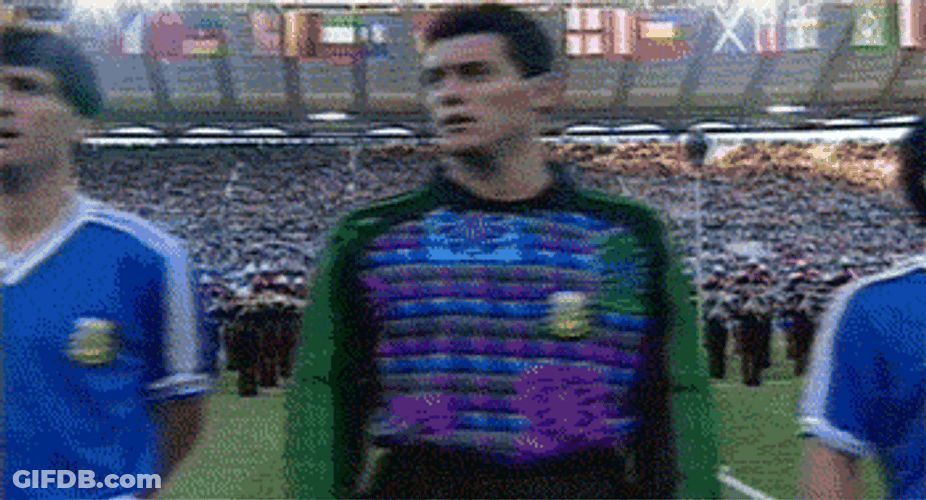 Diego Maradona Standing In Line GIF