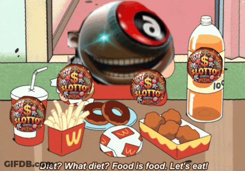 Diet What Diet Food Is Food Let 'S Eat Written On A Cartoon GIF