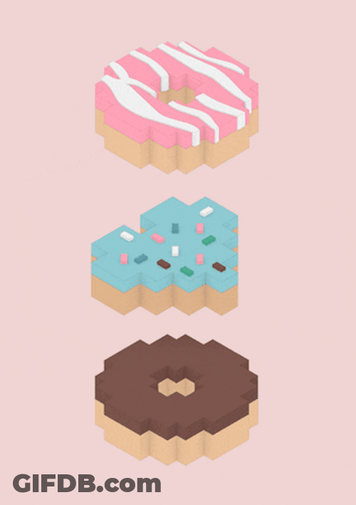 Different Minecraft Style Of Donuts GIF