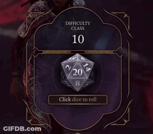 Difficulty Class Of 10 Displayed In Video Game GIF