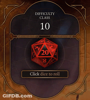 Difficulty Class Of 10 With Red Dice GIF