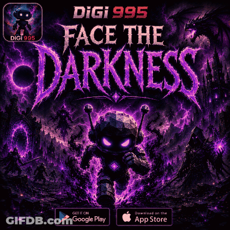 Digi 995 Face The Darkness Robot Poster GIF
