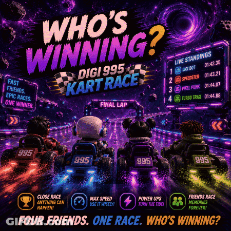 Digi 995 Kart Race Advertisement Robot Driving Go Kart GIF