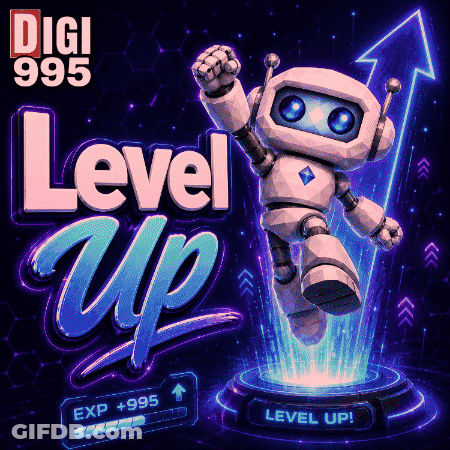Digi 995 Level Up Robot Advertisement GIF