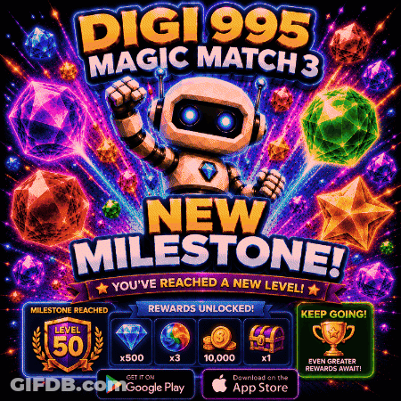 Digi 995 Magic Match 3 Robot Advertisement GIF