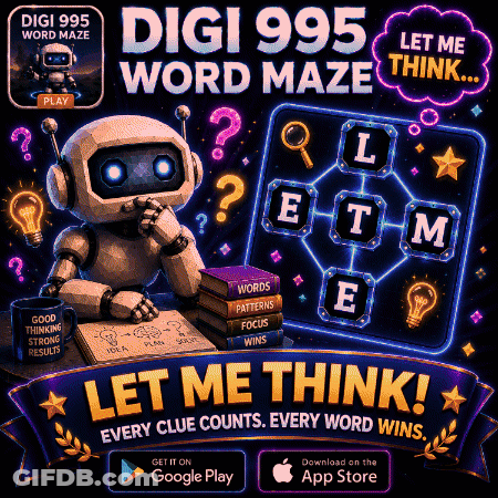Digi 995 Word Maze Advertisement With Robot GIF