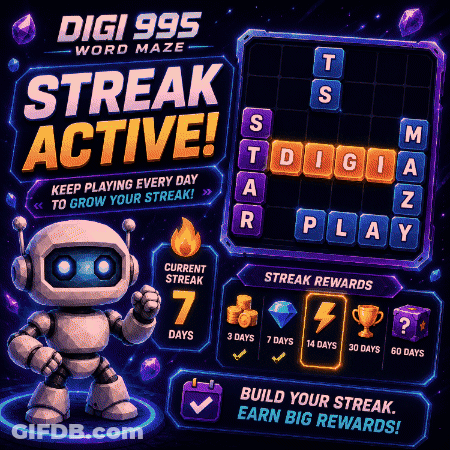 Digi 995 Word Maze Poster With Robot GIF