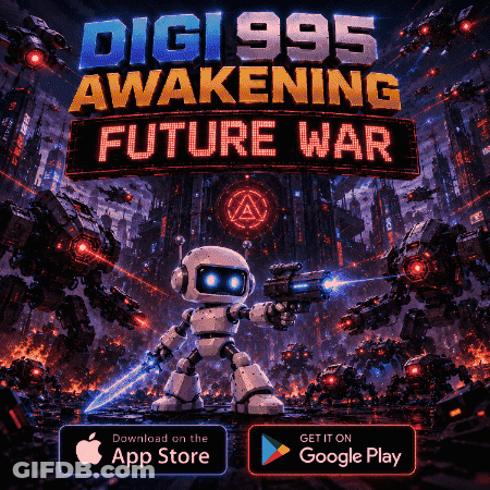 Digi995 Awakening Future War Robot Holding Gun GIF
