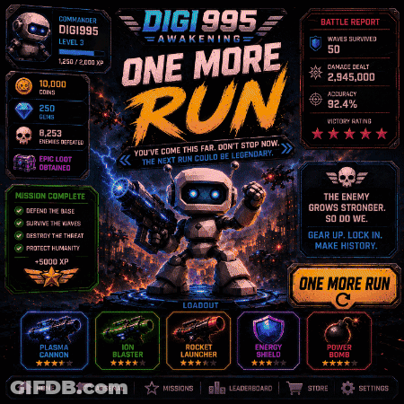 Digi995 Awakening Robot With Gun GIF