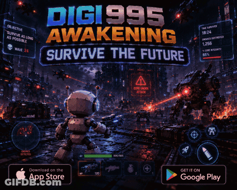 Digi995 Awakening Video Game Robot Advertisement GIF