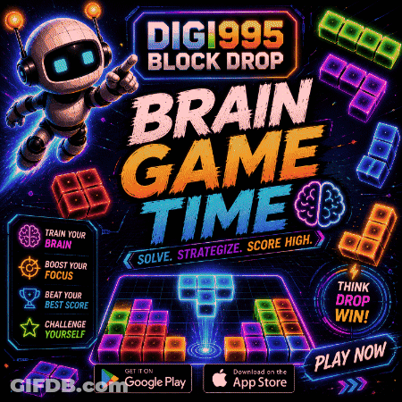 Digi995 Block Drop Brain Game Time GIF
