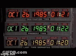 Digital Clock Showing Oct 26 1985 GIF