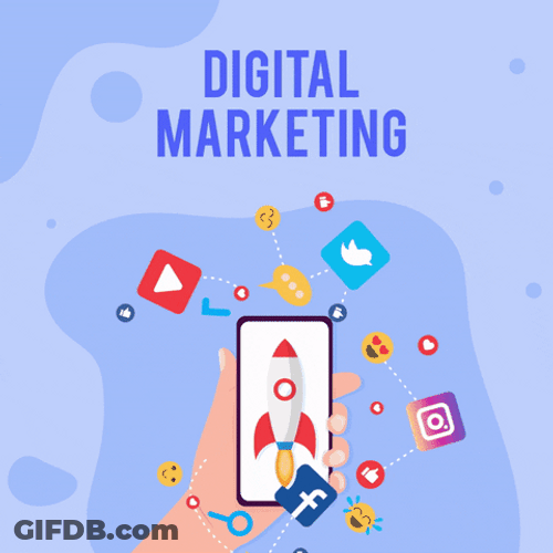 Digital Marketing Social Media Rocket GIF
