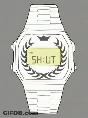 Digital Watch With Laurel Wreath And Crown GIF