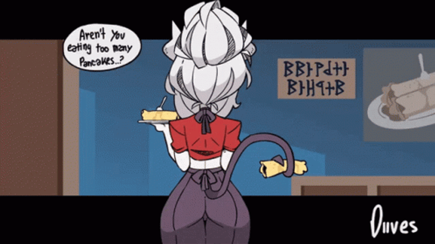 Diives Helltaker Lucifer Eating Pancakes GIF