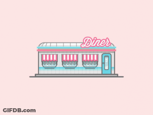 Diner With Pink Sign GIF