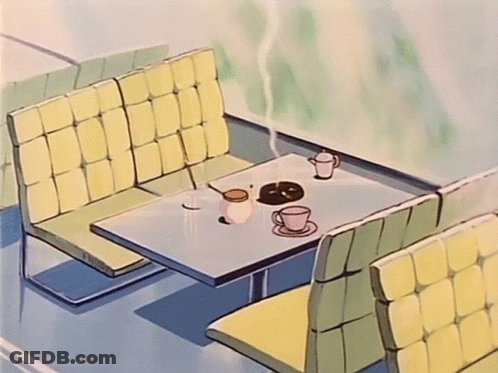 Diner With Table Chairs And Smoke GIF
