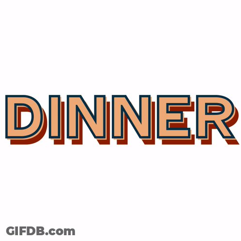 Dinner Word In Orange And Blue GIF