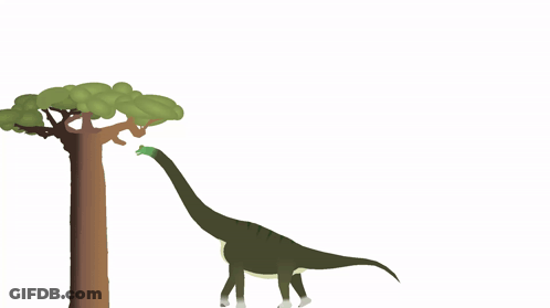 Dinosaur And Tree Looking At Each Other GIF