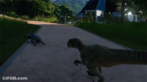 Dinosaur Attacking Woman In Video Game GIF