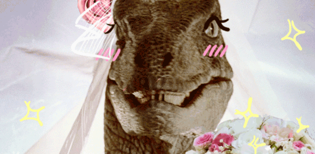 Dinosaur Bride Blush GIF