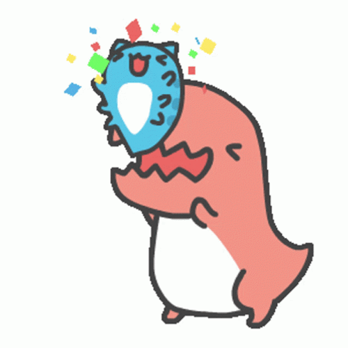 Dinosaur Celebrating Capoo Cat GIF
