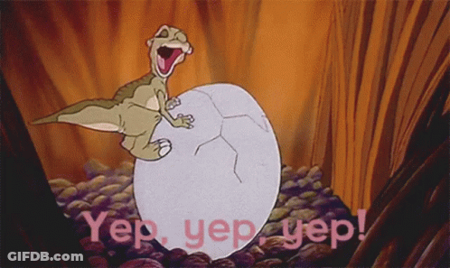 Dinosaur Coming Out Of Egg Yep Yep Yep GIF
