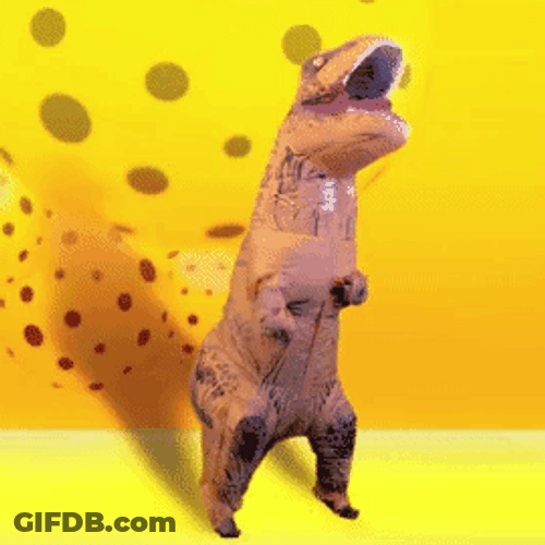 Dinosaur Dance In Yellow Background GIF