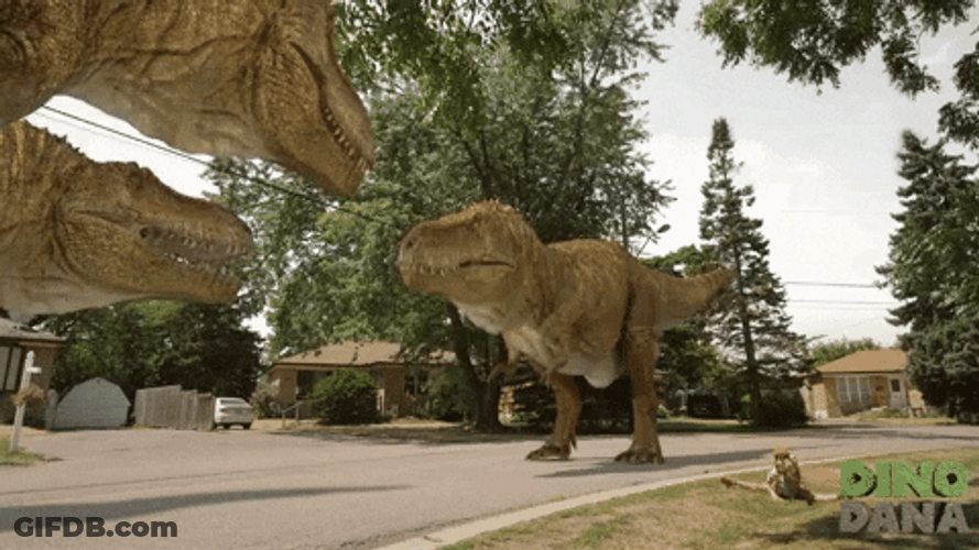 Dinosaur Dance With A Kid GIF