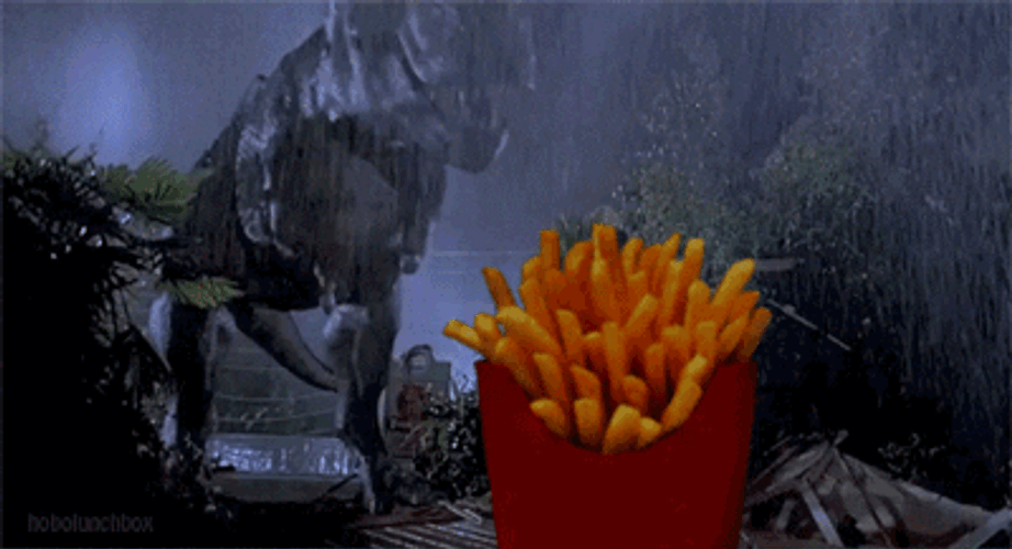Dinosaur Eating French Fries GIF