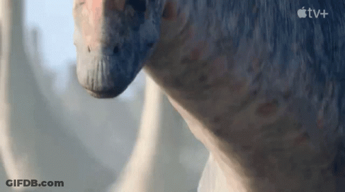 Dinosaur Face Close Up With Apple TV+ Logo GIF