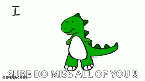 Dinosaur Holding Stick I Miss You This Much Sure Do Miss All Of You GIF