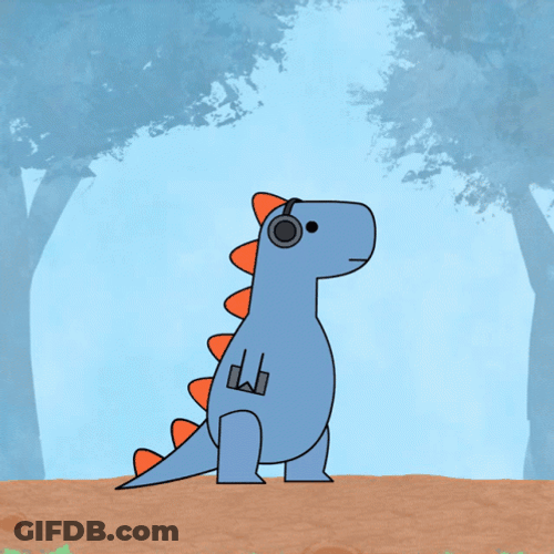 Dinosaur Listening Music GIF