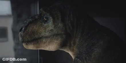 Dinosaur Looking Out Window GIF
