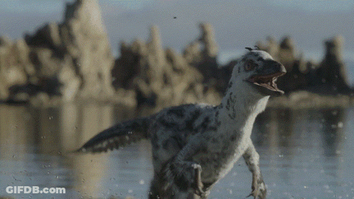 Dinosaur Running With Mouth Open In Water GIF