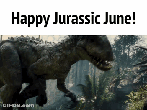 Dinosaur Saying Happy Jurassic June GIF