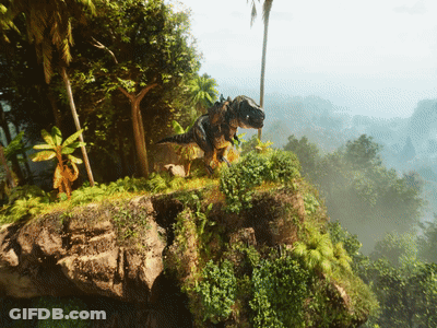 Dinosaur Standing On Rocky Cliff GIF