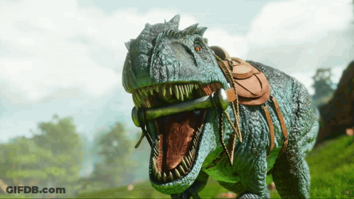 Dinosaur With Saddle On Back GIF