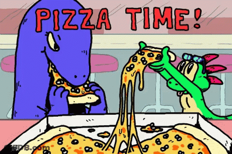 Dinosaurs Animation Pizza Time GIF