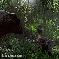 Dinosaurs Standing In Green Forest GIF
