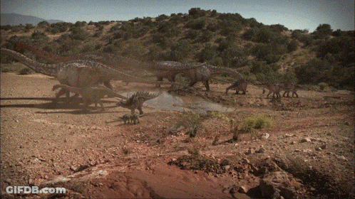 Dinosaurs Walking In Dirt GIF