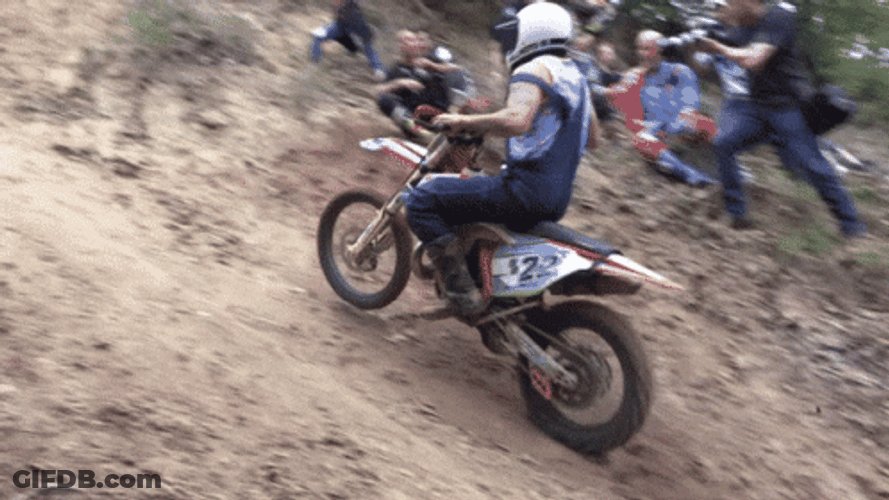 Dirt Bike Uphill Climb Jump Fail GIF