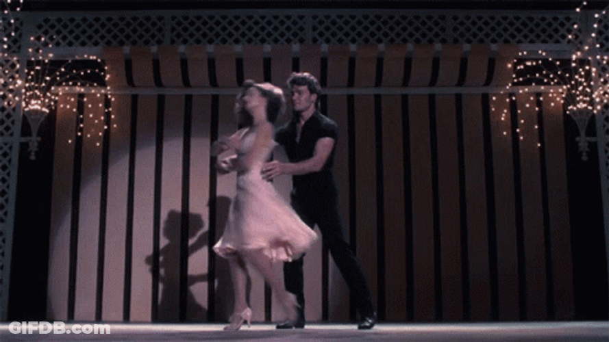Dirty Dancing Patrick Swayze Jennifer Grey Salsa Twirl GIF
