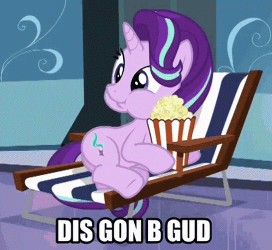 Dis Gon Be Good My Little Pony Eating Popcorn GIF