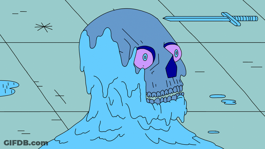 Disappearing Cartoon Skull I'm Melting GIF