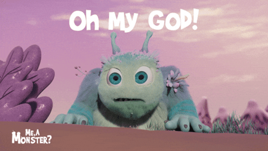 Disappointed Eating Monster Outside House GIF